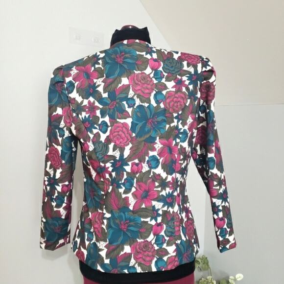 Vintage Good Times Double Breasted Floral Career Blazer Jacket 14 - Picture 3 of 13